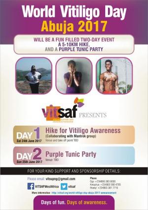 World Vitiligo Day, Abuja, 2017 VITSAF World Vitiligo Day Abuja 24-25 June 2017 Announcement